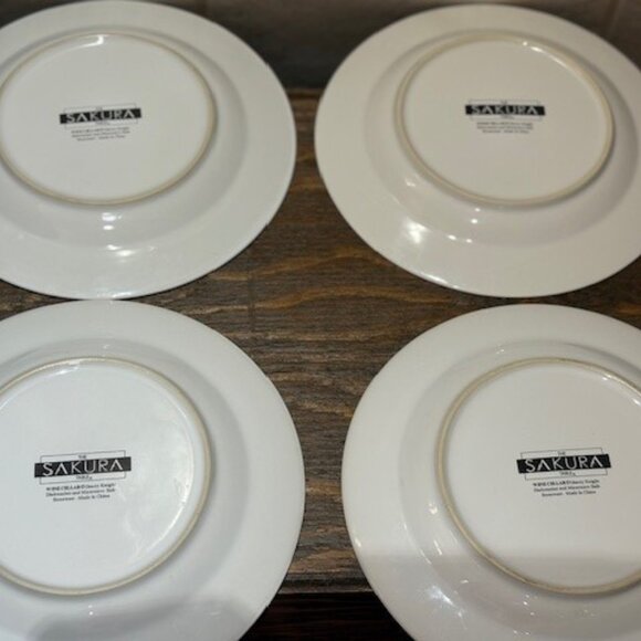 Set of 4 SAKURA WINE CELLAR - GRACEY KNIGHT 8 1/4" SALAD/DESSERT PLATES -C40 - Picture 3 of 7